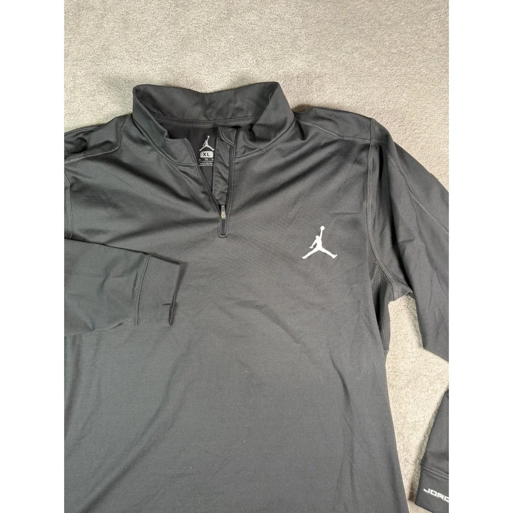 Jordan Jumpman Quarter Zip Black Performance Stretch DriFit Pullover Mens XL